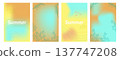 Summer set poster Abstract colorful gradient and floral element mesh background. Design social media posts, landing pages, and apps. Vector illustration. 137747208