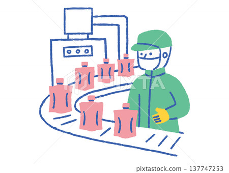 工人正在包裝袋生產線上進行品質檢查_color 工人正在包裝袋生產線上進行品質檢查_color 137747253