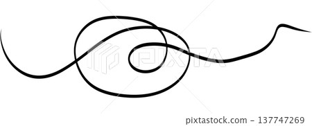 Abstract tangled cable squiggle forming loose ball of lines. Thin black thread loops and overlaps for dynamic chaos Abstract tangled cable squiggle forming loose ball of lines. Thin black thread loops and overlaps for dynamic chaos 137747269