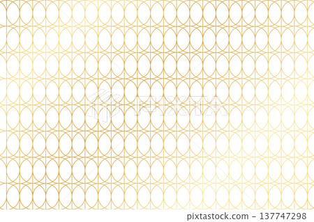 Art deco or Nouveau pattern with repeated golden round shapes on white background. Luxury geometric print. Elegant minimalistic wallpaper. Shiny gold abstract ornament. Vector illustration 137747298