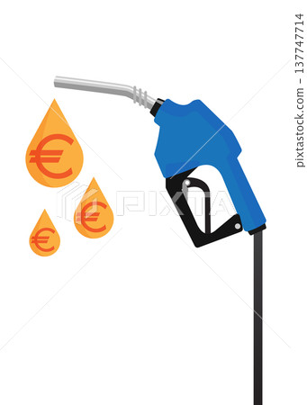 Gas fuel pump with yellow drop and symbol of euro inside stock illustration Gas fuel pump with yellow drop and symbol of euro inside stock illustration 137747714