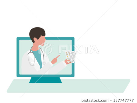 Vector illustrations of online doctor consultations and medications. 137747777
