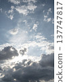 Beautiful image of blue sky with clouds and bright sun. 137747817