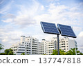 Solar Panel in Modern Residential City with a clear sky background 137747818
