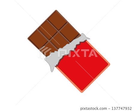 Delicious chocolate bar flat icon with red wrapper 137747932