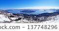 A view of Lake Kussharo frozen in winter from Bihoro Pass. 137748296