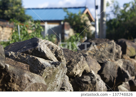 This is a close-up of the stone wall. This is a close-up of the stone wall. 137748826
