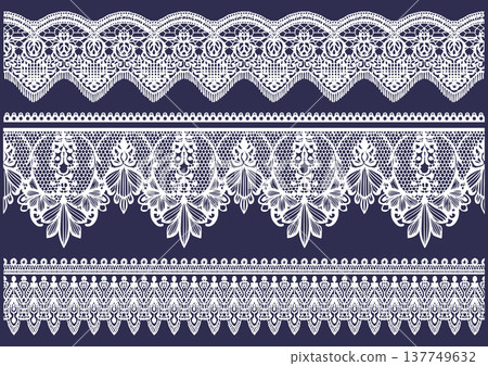 White scalloped lace border and elegant decorative parts set White scalloped lace border and elegant decorative parts set 137749632