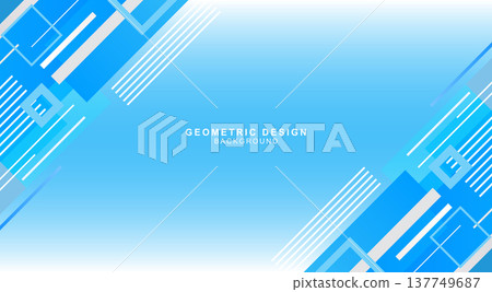 A blue geometric background material made up of various diagonal lines. 137749687