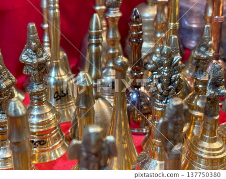 Collection of brass pooja bells Collection of brass pooja bells 137750380