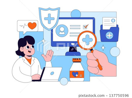Medical Anamnesis Consultation Illustration With Doctor Patient Interview, Health Record Checklist, Diagnosis Assessment, and Clinical Examination 137750596