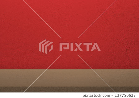 Table in Beige Tone with Red Concrete Wall Background Table in Beige Tone with Red Concrete Wall Background 137750622