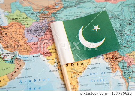 Bangkok, Thailand December 7, 2023, Pakistan flag on world map. Bangkok, Thailand December 7, 2023, Pakistan flag on world map. 137750626