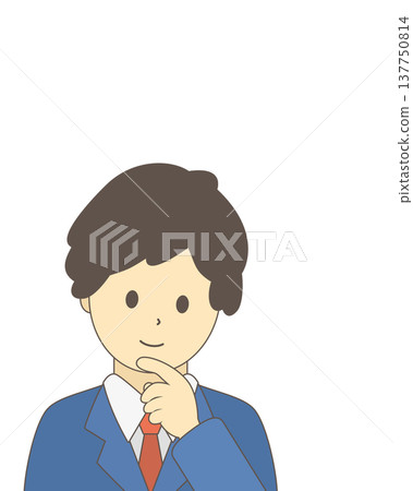 思考中的商人,男性辦公室職員正在集思廣益,簡單的插畫素材 思考中的商人,男性辦公室職員正在集思廣益,簡單的插畫素材 137750814