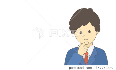 Thinking businessman, male office worker brainstorming ideas, simple illustration material Thinking businessman, male office worker brainstorming ideas, simple illustration material 137750829