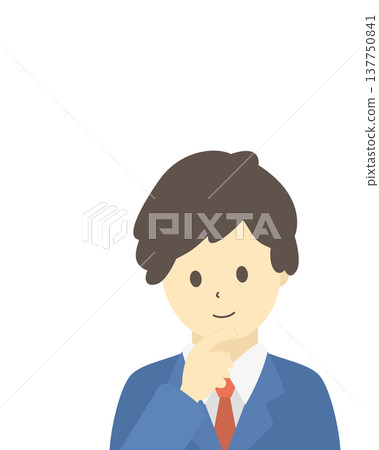 Thinking businessman, male office worker brainstorming ideas, simple illustration material Thinking businessman, male office worker brainstorming ideas, simple illustration material 137750841
