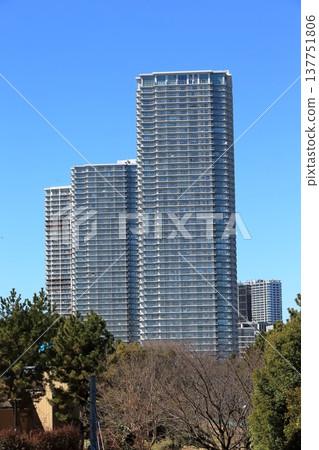 Blue sky and tower apartment image Blue sky and tower apartment image 137751806