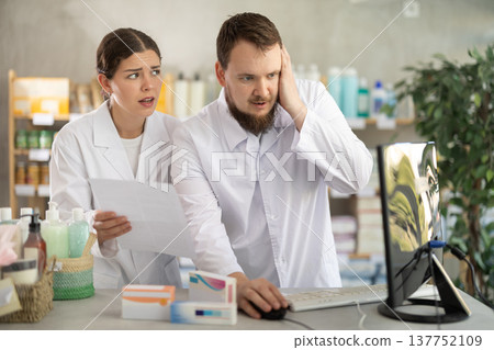 Director and pharmacist analyze documents, are horrified by results of work in current half-year Director and pharmacist analyze documents, are horrified by results of work in current half-year 137752109