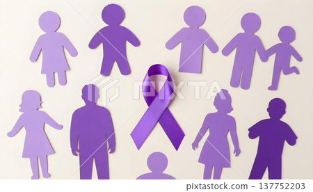 Purple paper figures representing a community, promoting awareness for Sarcoidosis and rare disease advocacy 137752203