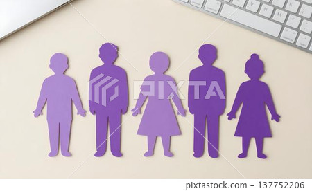A group of purple paper cutouts representing people, symbolizing Sarcoidosis Awareness Month and support for rare diseases A group of purple paper cutouts representing people, symbolizing Sarcoidosis Awareness Month and support for rare diseases 137752206