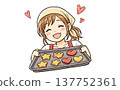 Illustration of a woman making cookies 137752361