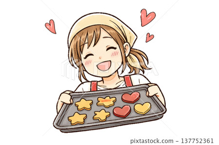 Illustration of a woman making cookies 137752361
