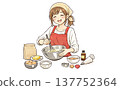 Illustration of a woman making sweets 137752364
