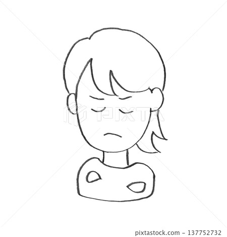 An illustration of a woman with her arms crossed, deep in thought. 137752732
