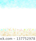 A beautiful beach and sea background with pastel-colored seashells. Summer watercolor illustration material. 137752978