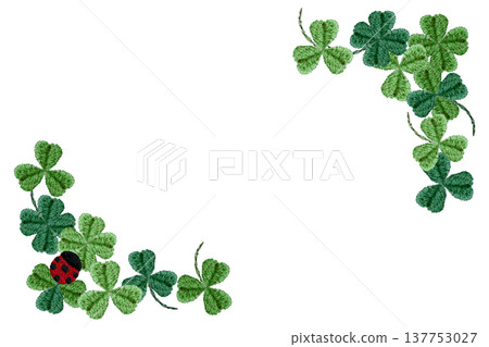 [Clover and Ladybug Frame] Hand-embroidered illustration material 137753027