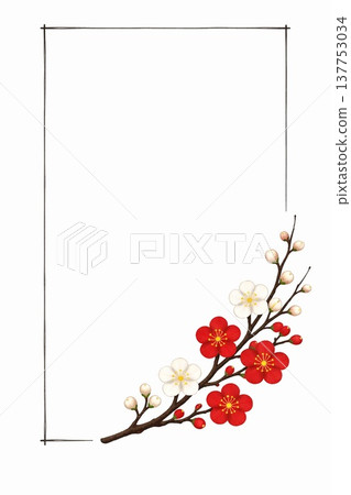 日式相框背景，飾以梅花圖案 137753034