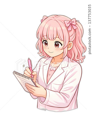 一個熱愛科學的女孩在寫研究筆記 一個熱愛科學的女孩在寫研究筆記 137753035