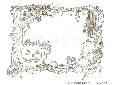 Halloween pumpkin line art illustration Halloween pumpkin line art illustration 137753189