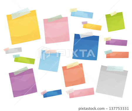 Colorful watercolor-style sticky notes with masking tape Colorful watercolor-style sticky notes with masking tape 137753331