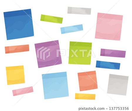 Watercolor-style colorful sticky note set (memo/label material) 137753356