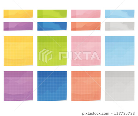 Watercolor-style colorful sticky note banner and grid memo background set Watercolor-style colorful sticky note banner and grid memo background set 137753758
