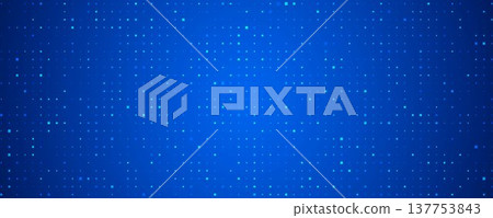 Blue neon glowing square pixel background. Dark navy mosaic texture backdrop. Abstract technology grid pattern wallpaper. Vector modern business, science, healthcare, medicine, presentation 137753843