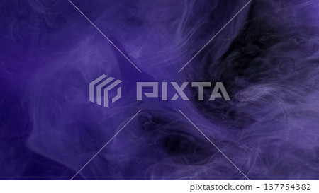 Underwater smoke. Ink smog pigment. Defocused purple blue color cloud droplet vibrant splash vapor fume on abstract art background. Underwater smoke. Ink smog pigment. Defocused purple blue color cloud droplet vibrant splash vapor fume on abstract art background. 137754382