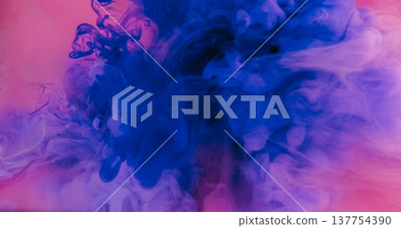 Steam paint flow. Cloud mix drop. Defocused blue purple pink color splash smoke texture vibrant fog spreading on abstract background. Steam paint flow. Cloud mix drop. Defocused blue purple pink color splash smoke texture vibrant fog spreading on abstract background. 137754390