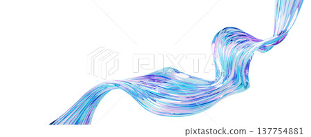 Abstract iridescent liquid wave flow on white background with copy space Holographic transparent glass ribbon 3D render Abstract iridescent liquid wave flow on white background with copy space Holographic transparent glass ribbon 3D render 137754881