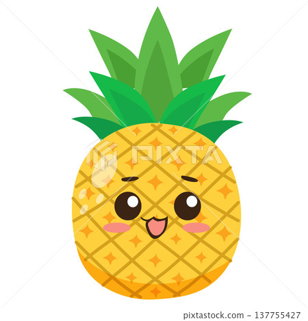 kawaii pineapple fruit flat style 137755427