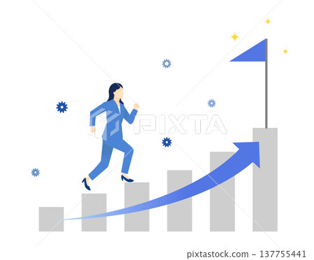 Simple vector illustration of a businesswoman aiming to advance her career. 137755441