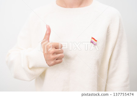 International Lesbian October Day, Lesbian Visibility April Day and Happy Pride June month and LGBTQIA with flag Brooch pin for LGBTQ, Marriage Equality Law, Pansexual, Demisexual and transgender 137755474