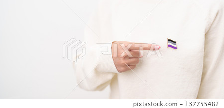 International Asexuality April Day and Happy Pride June month and LGBTQIA with flag Brooch pin for LGBTQ, Marriage Equality Law, Pansexual, Demisexual and transgender 137755482