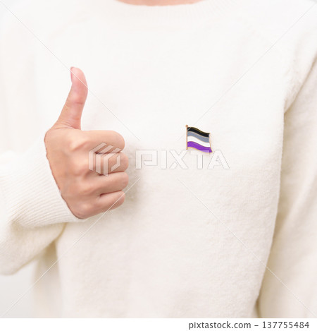International Asexuality April Day and Happy Pride June month and LGBTQIA with flag Brooch pin for LGBTQ, Marriage Equality Law, Pansexual, Demisexual and transgender 137755484