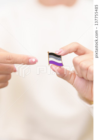 International Asexuality April Day and Happy Pride June month and LGBTQIA with flag Brooch pin for LGBTQ, Marriage Equality Law, Pansexual, Demisexual and transgender 137755485