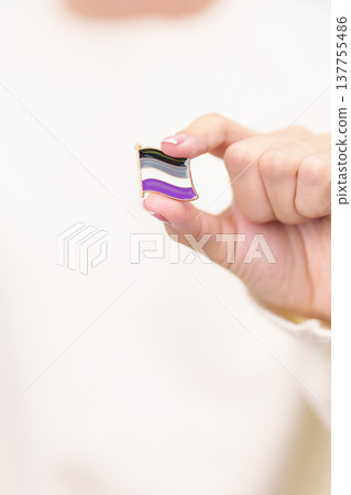 International Asexuality April Day and Happy Pride June month and LGBTQIA with flag Brooch pin for LGBTQ, Marriage Equality Law, Pansexual, Demisexual and transgender 137755486