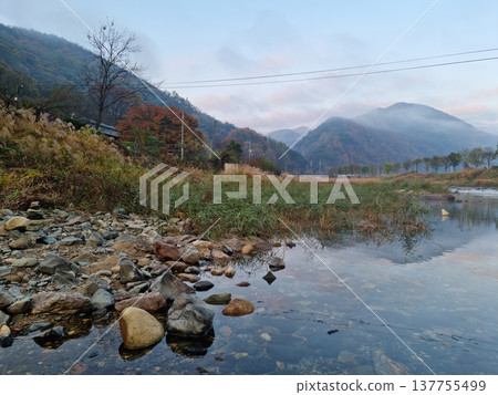 This is a riverside scenery in Mungyeong, Gyeongsangbuk-do, Korea. This is a riverside scenery in Mungyeong, Gyeongsangbuk-do, Korea. 137755499