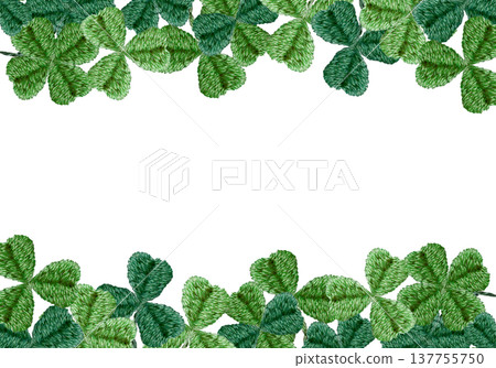 [Clover frame] Hand embroidery illustration material 137755750