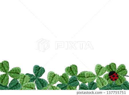 【三葉草與瓢蟲相框】手工刺繡插畫材料 【三葉草與瓢蟲相框】手工刺繡插畫材料 137755751